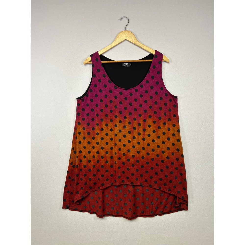 Art to Wear Lagenlook Art of Cloth Women XL Multicolor Ombre Polka Dot Tunic Top